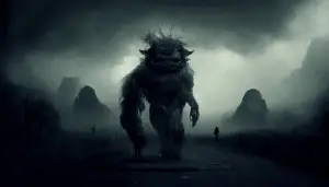 dark troll in mist