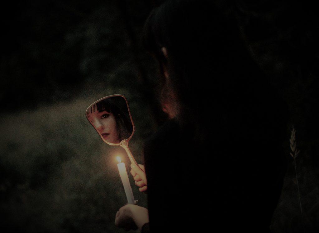 bloody mary candle and mirror