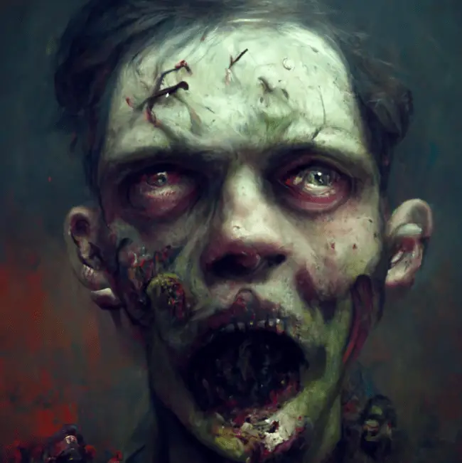 portrait of a zombie trying to bite