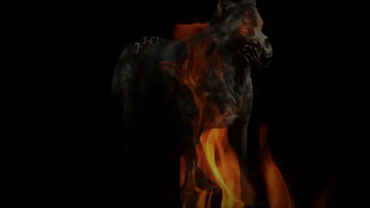 hellhound in flames