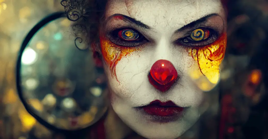 face of an evil clown