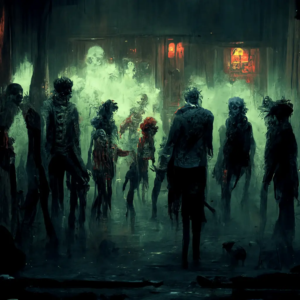 a group of zombies painted