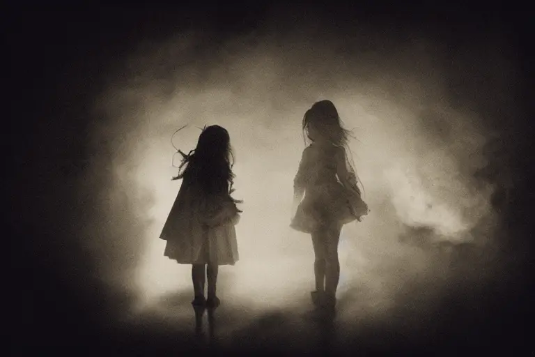 children silhouetted, haunted children