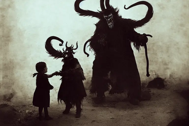 Krampus tempting a child