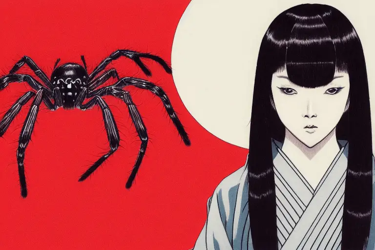 japanese woman with spider