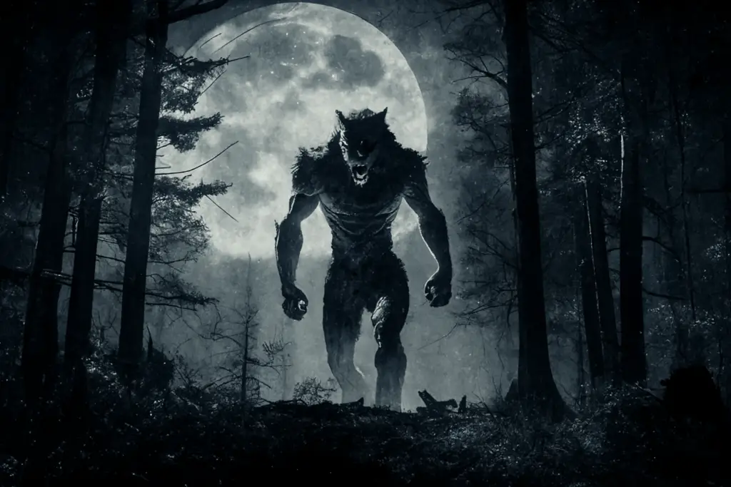 Werewolf stalking by moonlight