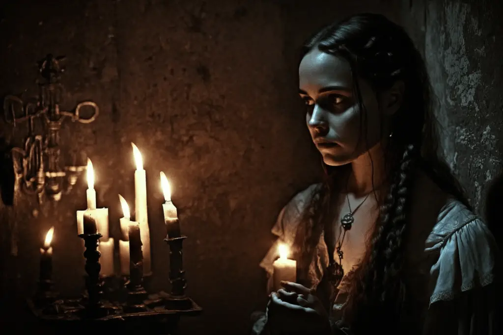 Girl performing a ritual