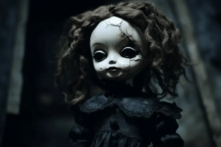A creepy black doll