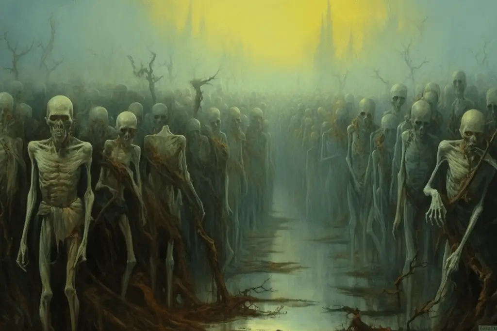 painting of a zombie horde