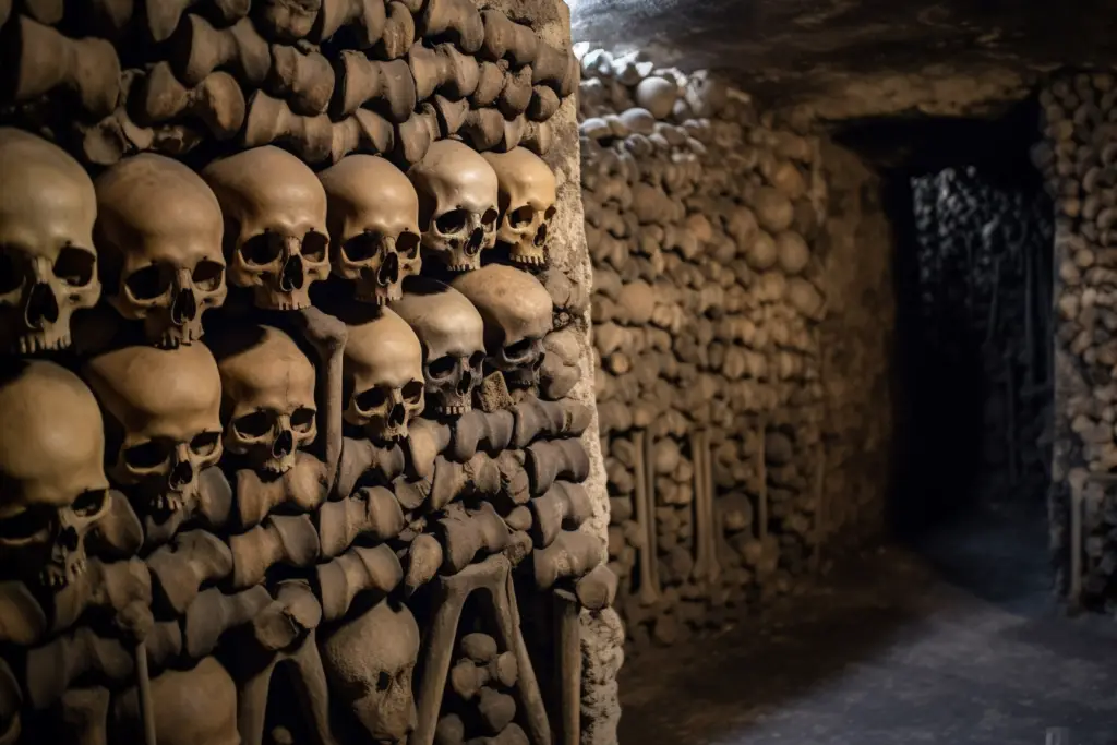 bones in the Catacombs of Paris