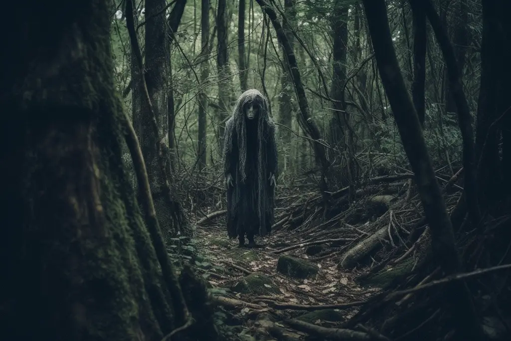 dark ghost in a creepy forest