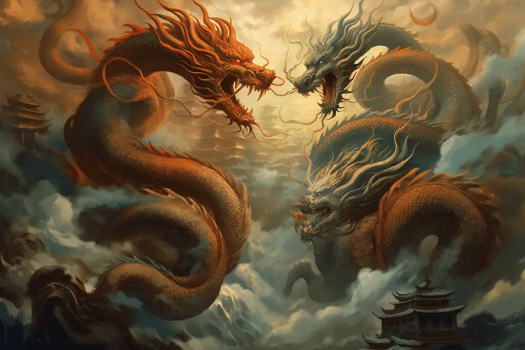 Chinese elemental Dragons artwork