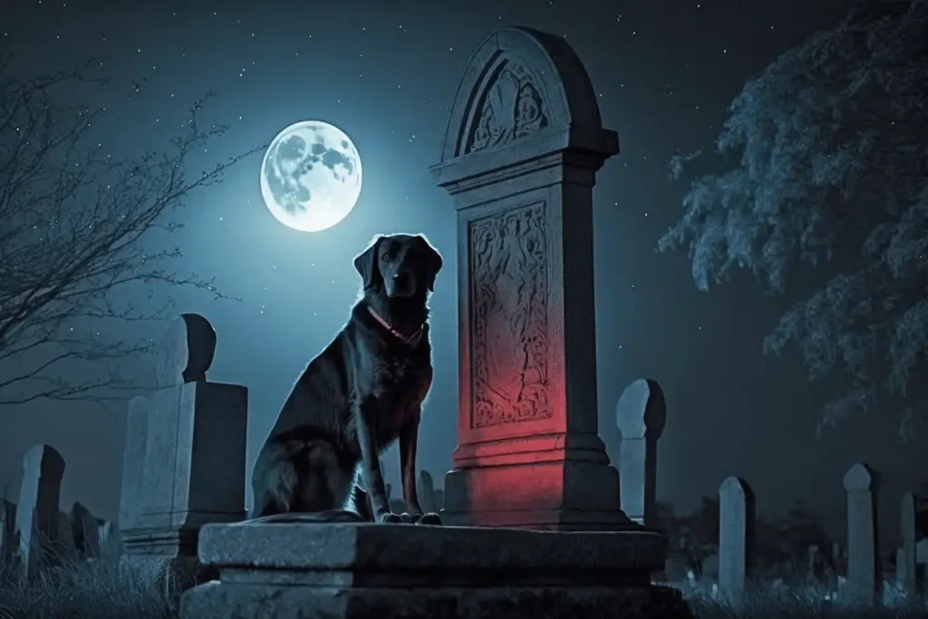 Dog spirit in a cemetery