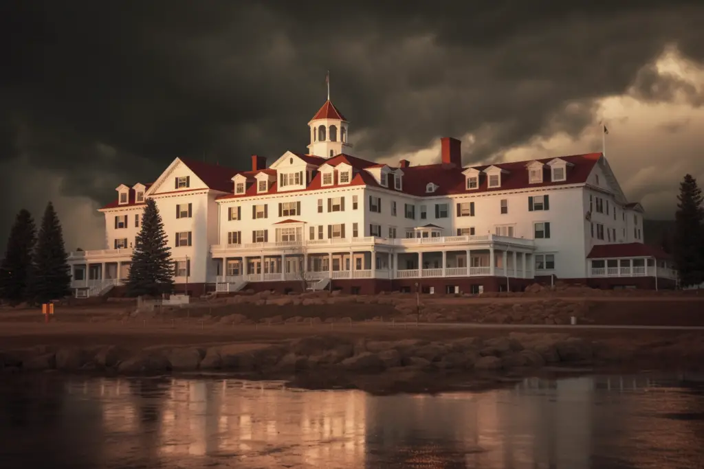 a painting of the Stanley hotel