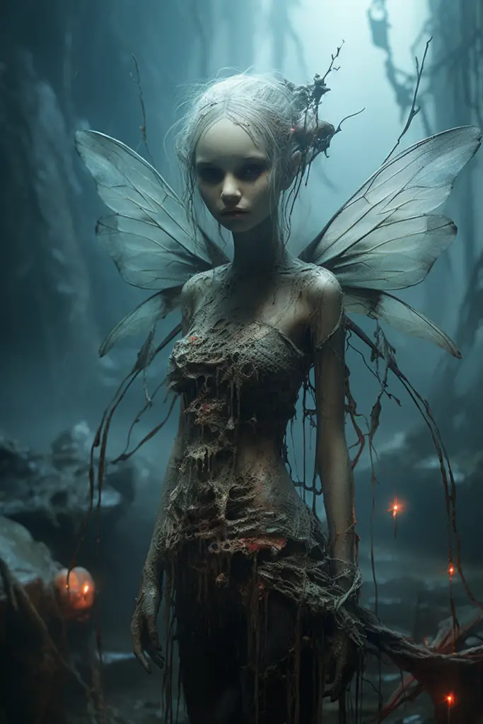 a dark image of a pixie